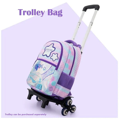 Eazy Kids - 16" Trolley School Bag Combo - Purple - 3 Pc Set