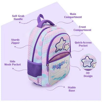 Eazy Kids - 16" Trolley School Bag Combo - Purple - 3 Pc Set