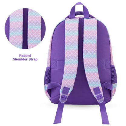 Eazy Kids - 16" Trolley School Bag Combo - Purple - 3 Pc Set
