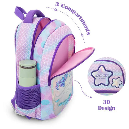Eazy Kids - 16" Trolley School Bag Combo - Purple - 3 Pc Set