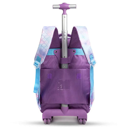 Eazy Kids - 18" Trolley School Bag Combo Mermaid - Set of 3 - Purple