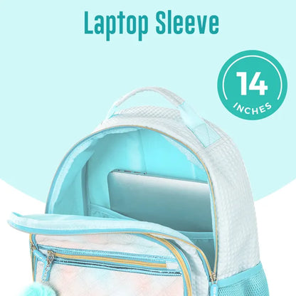 Eazy Kids - 18" Backpack with Lunch Bag & Pencil Case - Flora Green