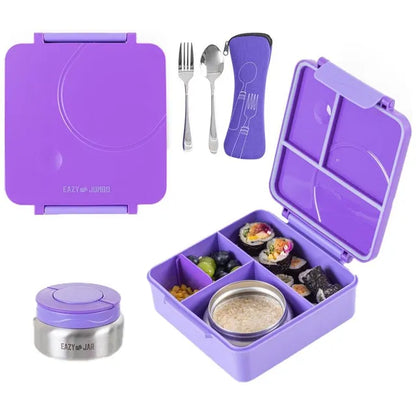 Eazy Kids - 3/4 Jumbo Lunch Box With Bowl, Spoon And Fork