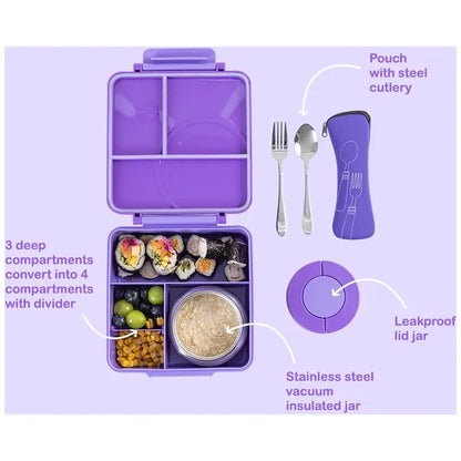 Eazy Kids - 3/4 Jumbo Lunch Box With Bowl, Spoon And Fork