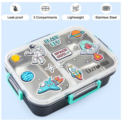 Eazy Kids - 3 Compartment Stainless Steel Bento Lunch Box