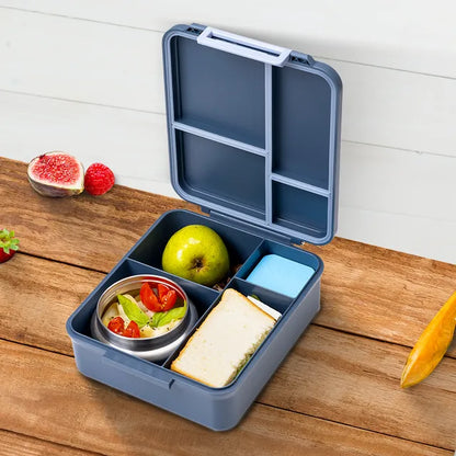 Eazy Kids - 4 Compartments Jumbo Bento Lunch Box With Thermos & Dip Jar