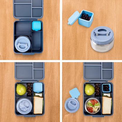 Eazy Kids - 4 Compartments Jumbo Bento Lunch Box With Thermos & Dip Jar