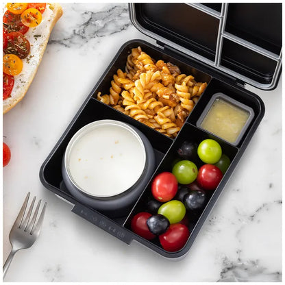 Eazy Kids - 4 Compartments Jumbo Bento Lunch Box With Thermos & Dip Jar