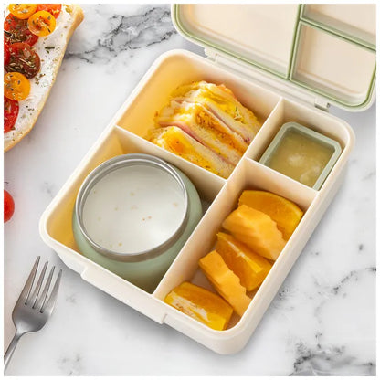 Eazy Kids - 4 Compartments Jumbo Bento Lunch Box With Thermos & Dip Jar