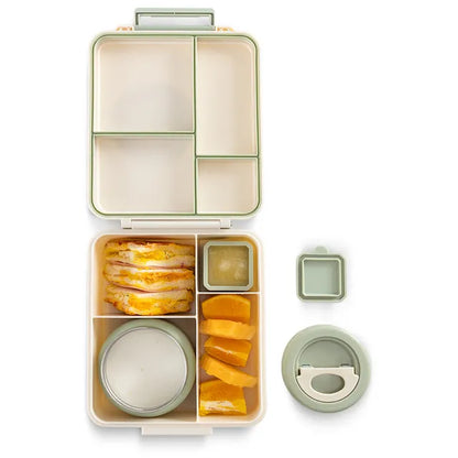 Eazy Kids - 4 Compartments Jumbo Bento Lunch Box With Thermos & Dip Jar