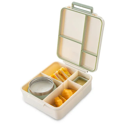 Eazy Kids - 4 Compartments Jumbo Bento Lunch Box With Thermos & Dip Jar