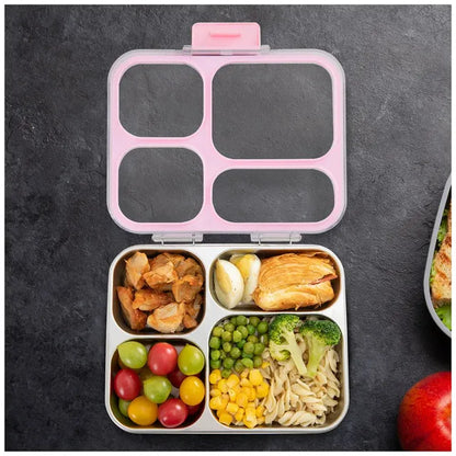 Eazy Kids - 4 Compartments Stainless Steel Bento Lunch Box With Tritan Lid 945ml