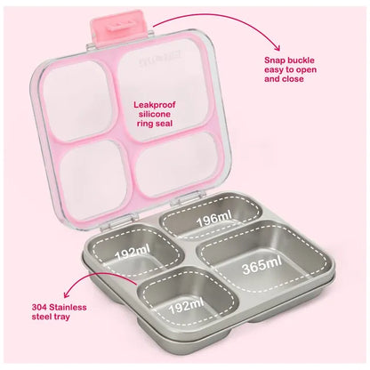 Eazy Kids - 4 Compartments Stainless Steel Bento Lunch Box With Tritan Lid 945ml
