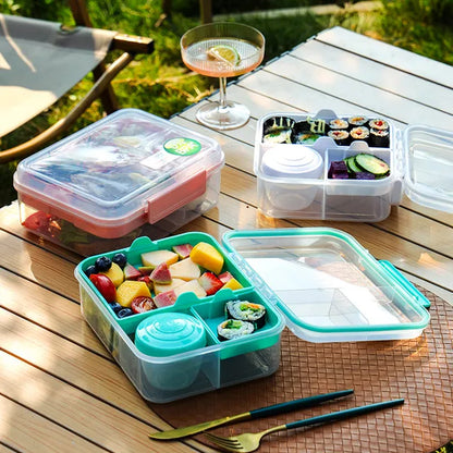 Eazy Kids - 3/4/5 Compartment Convertible 1650ml Bento Lunch Box with 150ml Gravy Bowl