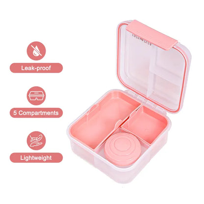 Eazy Kids - 3/4/5 Compartment Convertible 1250ml Bento Lunch Box With 150ml Gravy Bowl