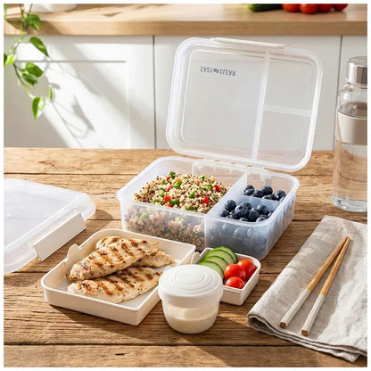 Eazy Kids - 3/4/5 Compartment Convertible 1650ml Bento Lunch Box with 150ml Gravy Bowl