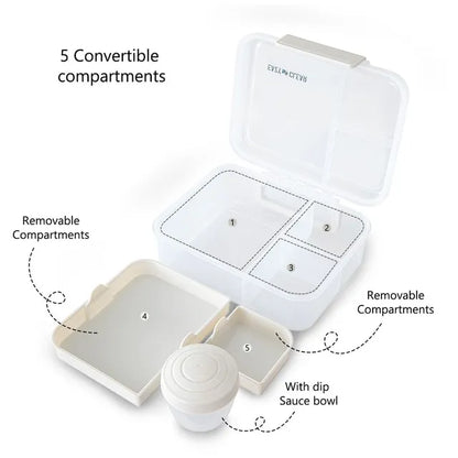 Eazy Kids - 3/4/5 Compartment Convertible 1650ml Bento Lunch Box with 150ml Gravy Bowl