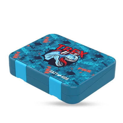 Eazy kids - 6 And 4 Convertible Bento Box With Sandwich Cutter - T-Rex - Blue