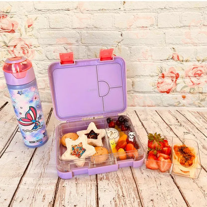 Eazy Kids - 6 And 4 Convertible Bento Box with Sandwich Cutter - Purple