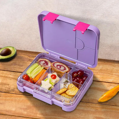 Eazy Kids - 6 And 4 Convertible Bento Box with Sandwich Cutter - Purple