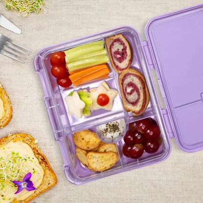 Eazy Kids - 6 And 4 Convertible Bento Box with Sandwich Cutter - Purple