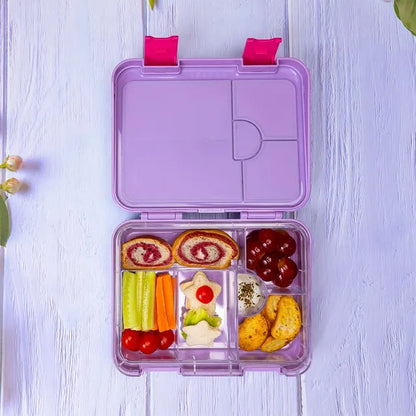 Eazy Kids - 6 And 4 Convertible Bento Box with Sandwich Cutter - Purple