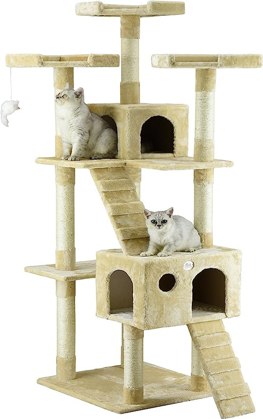 Go Pet Club Mya Cat Tree Condo Bed Beige 9Feet