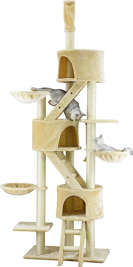 Go Pet Club Three Condo Cat Tree Light Beige