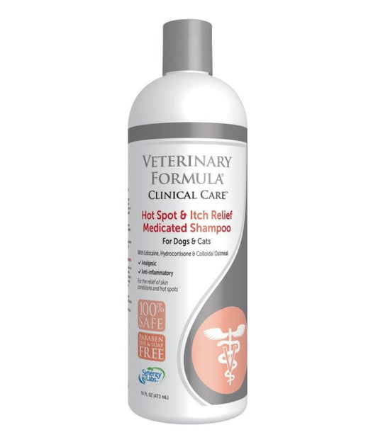 Synergy Lab Veterinary Formula Clinical Care Hot Spot & Itch Relief Dogs & Cats Medicated Shampoo 473ml