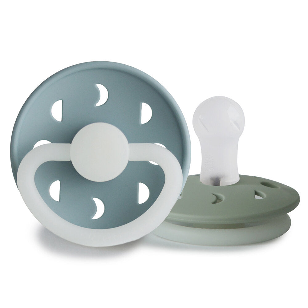 Frigg - Moon Phase Silicone Pacifier 2 Pack 0-6M - Stone Blue Night/Sage Night