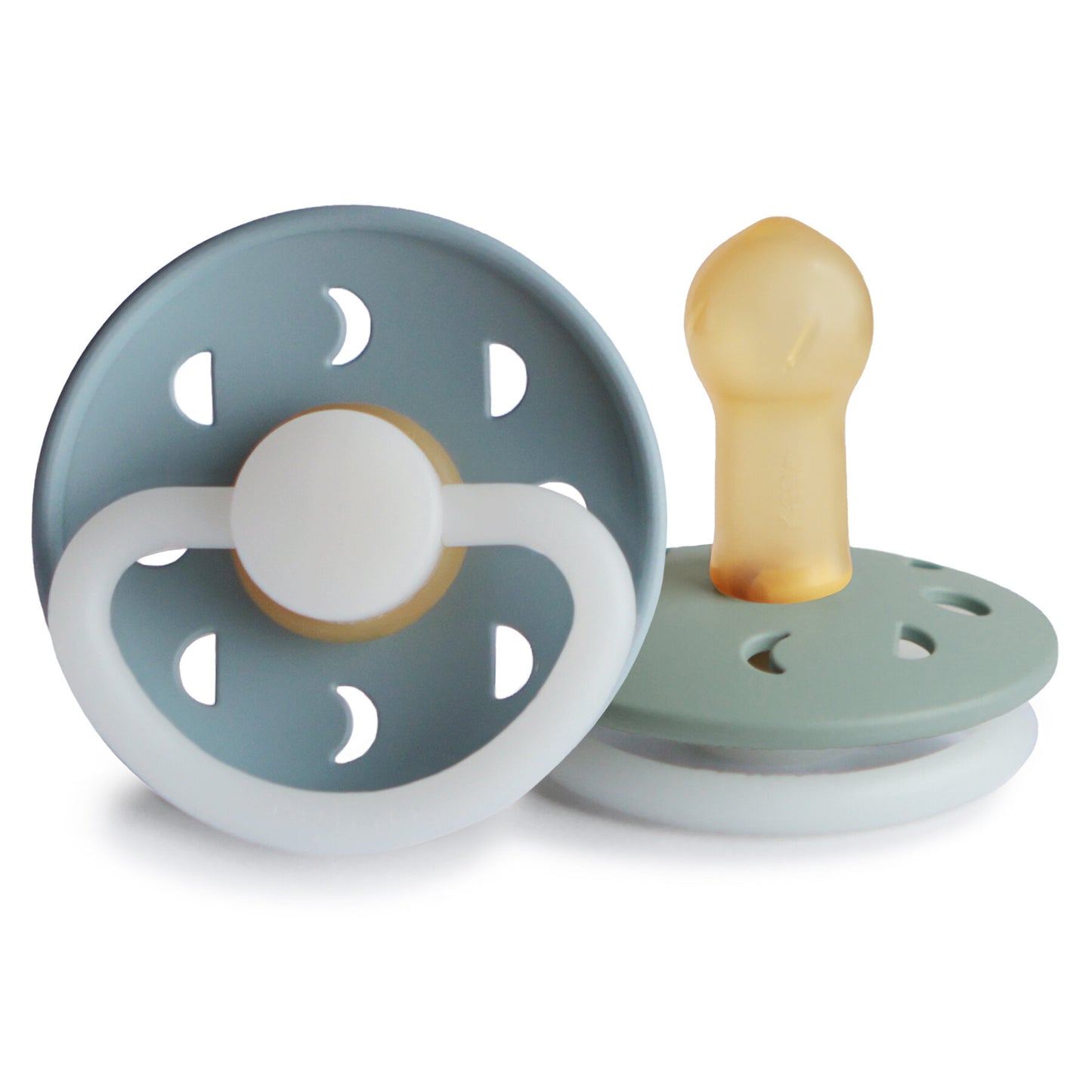 Frigg - Moon Phase Latex Pacifier 2 Pack 6-18M - Stone Blue Night/Sage Night