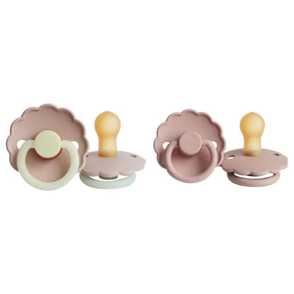 Frigg - Daisy Latex Pacifier 0-6M 2-Pack S1 - Blush Night - Blush