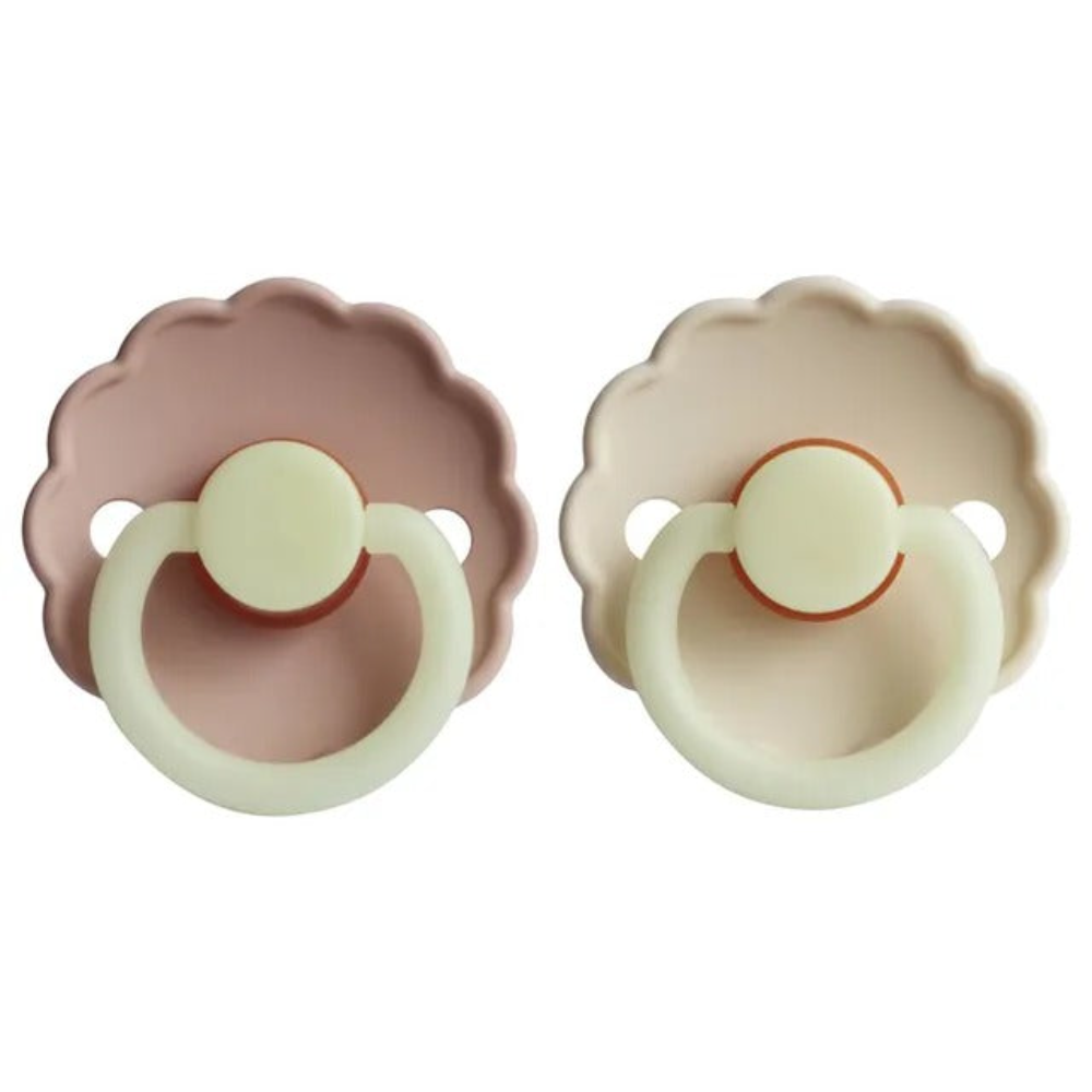 Frigg - Daisy Latex Pacifier 0-6M 2-Pack S1 - Blush Night - Cream Night