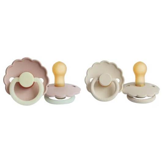 Frigg - Daisy Latex Pacifier 0-6M 2-Pack S1 - Blush Night - Cream