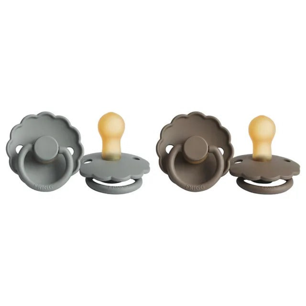 Frigg- Daisy Latex Pacifier 0-6M 2-Pack S1 - French Gray Night - Portobello Night