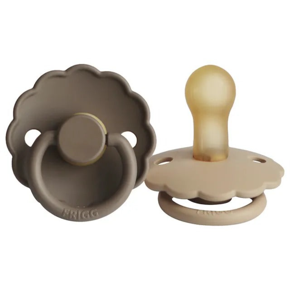 Frigg - Daisy Latex Pacifier 6-18M 2-Pack S2 - Peach Bronze - Graphite