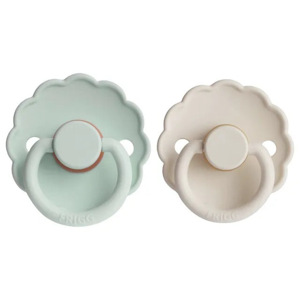 Frigg - Daisy Latex Pacifier 6-18M 2-Pack S2 - Seafoam - Cream