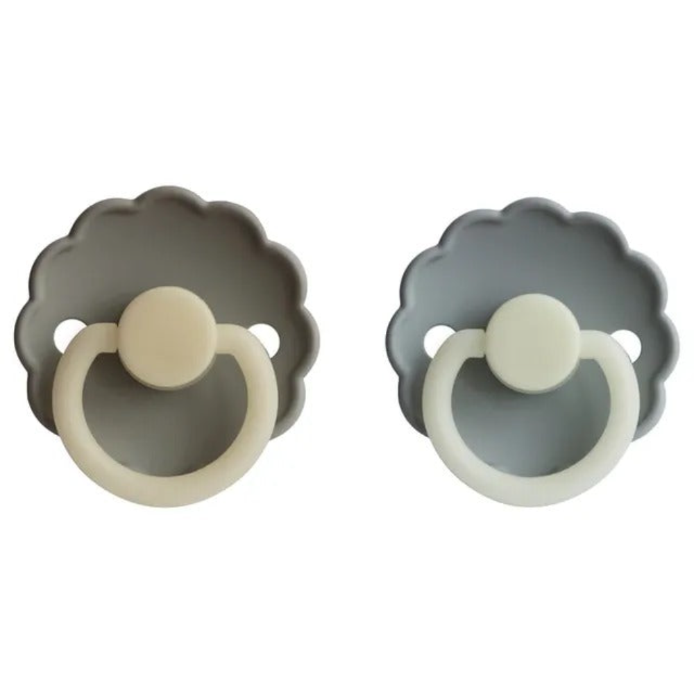 Frigg - Daisy Silicone Pacifier 0-6M 2-Pack S1 - French Gray Night - Portobello Night