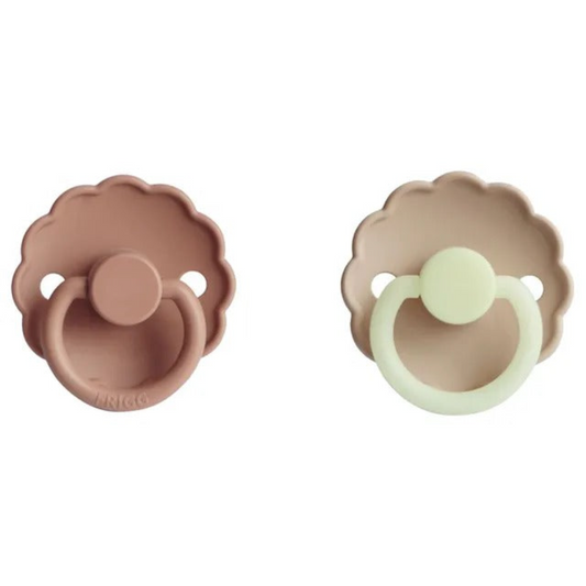 Frigg - Daisy Silicone Pacifier 6-18M 2-Pack S2 - Croissant Night - Rose Gold