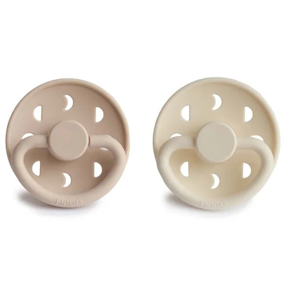 Frigg - Moon Silicone Pacifier 0-6M 2-Pack S1 - Cream - Croissant
