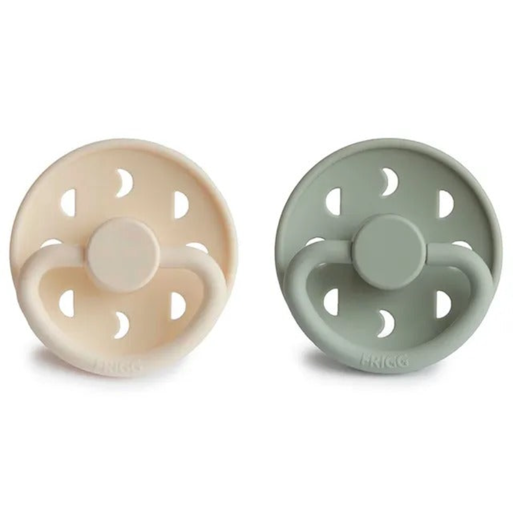 Frigg - Moon Silicone Pacifier 6-18M 2-Pack S2 - Cream - Sage