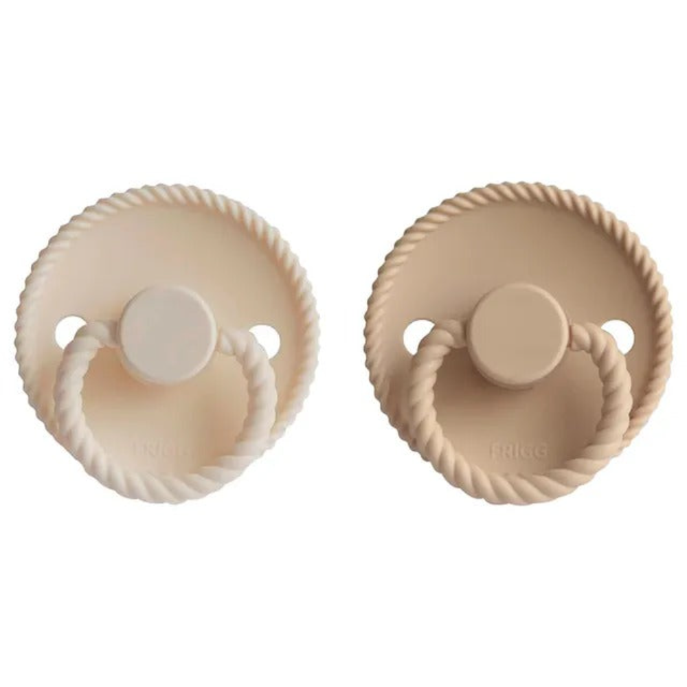 Frigg - Rope Silicone Pacifier 6-18M 2-Pack S2 - Cream - Croissant