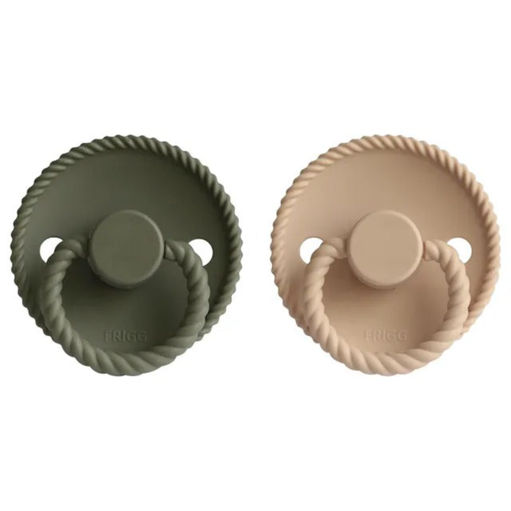 Frigg - Rope Silicone Pacifier 6-18M 2-Pack S2 - Croissant - Olive