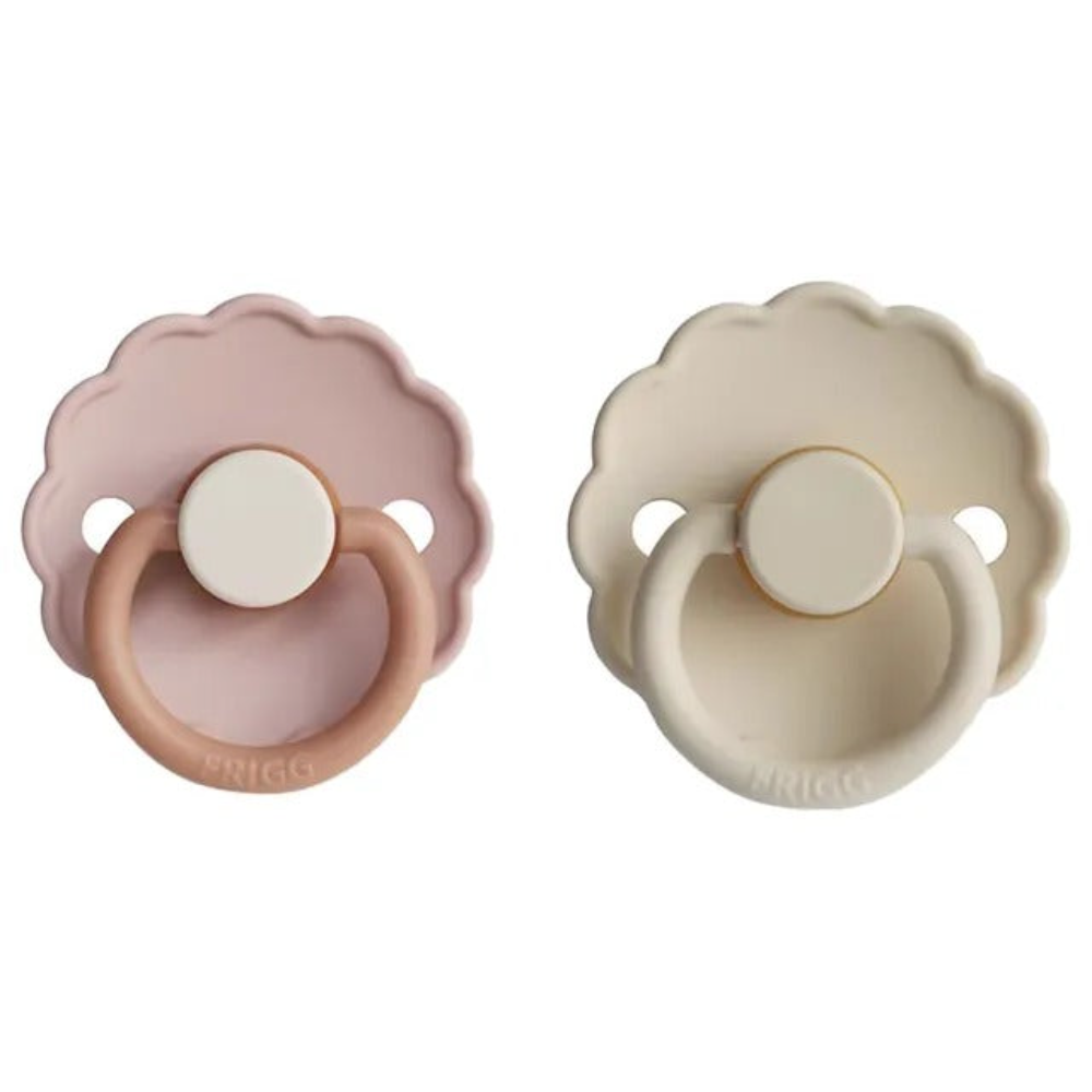 Frigg - Daisy Latex Pacifier 0-6M 2-Pack S1 - Biscuit - Cream