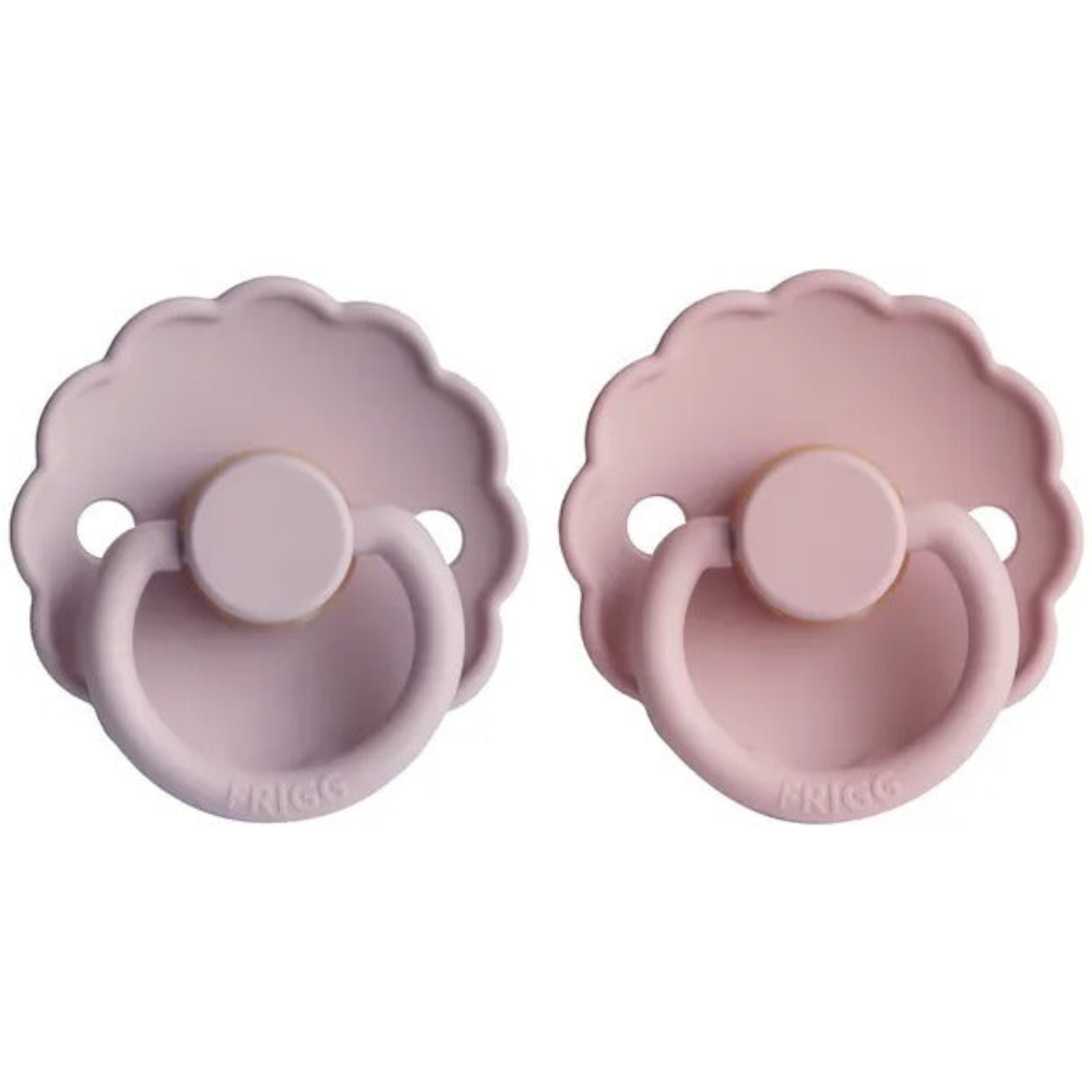 Frigg - Daisy Latex Pacifier 0-6M 2-Pack S1 - Pink/Soft Lilac