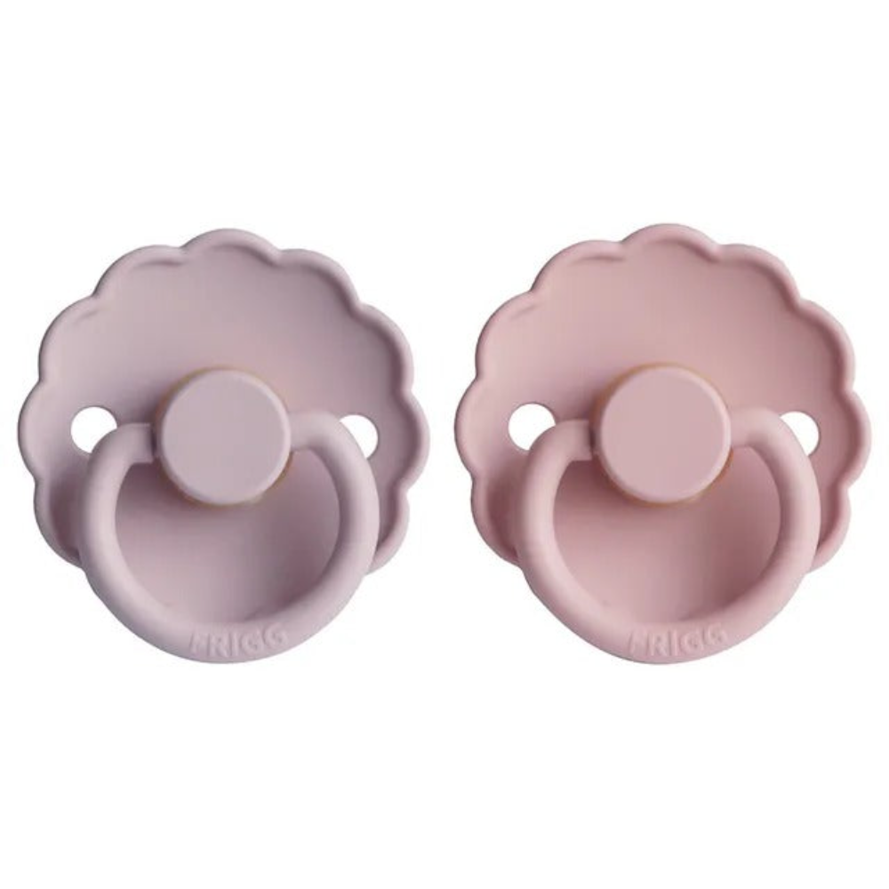 Frigg - Daisy Latex Pacifier 6-18M 2-Pack S2 - Pink - Soft Lilac