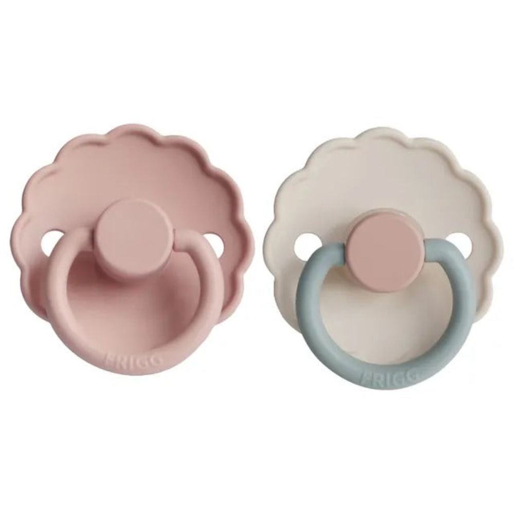 Frigg - Daisy Silicone Pacifier 6-18M 2-Pack S2 - Blush - Cotton candy