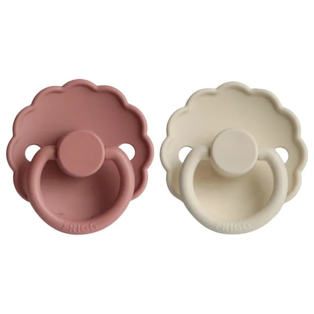 Frigg - Daisy Silicone Pacifier 6-18M 2-Pack S2 - Cream - Powder Blush