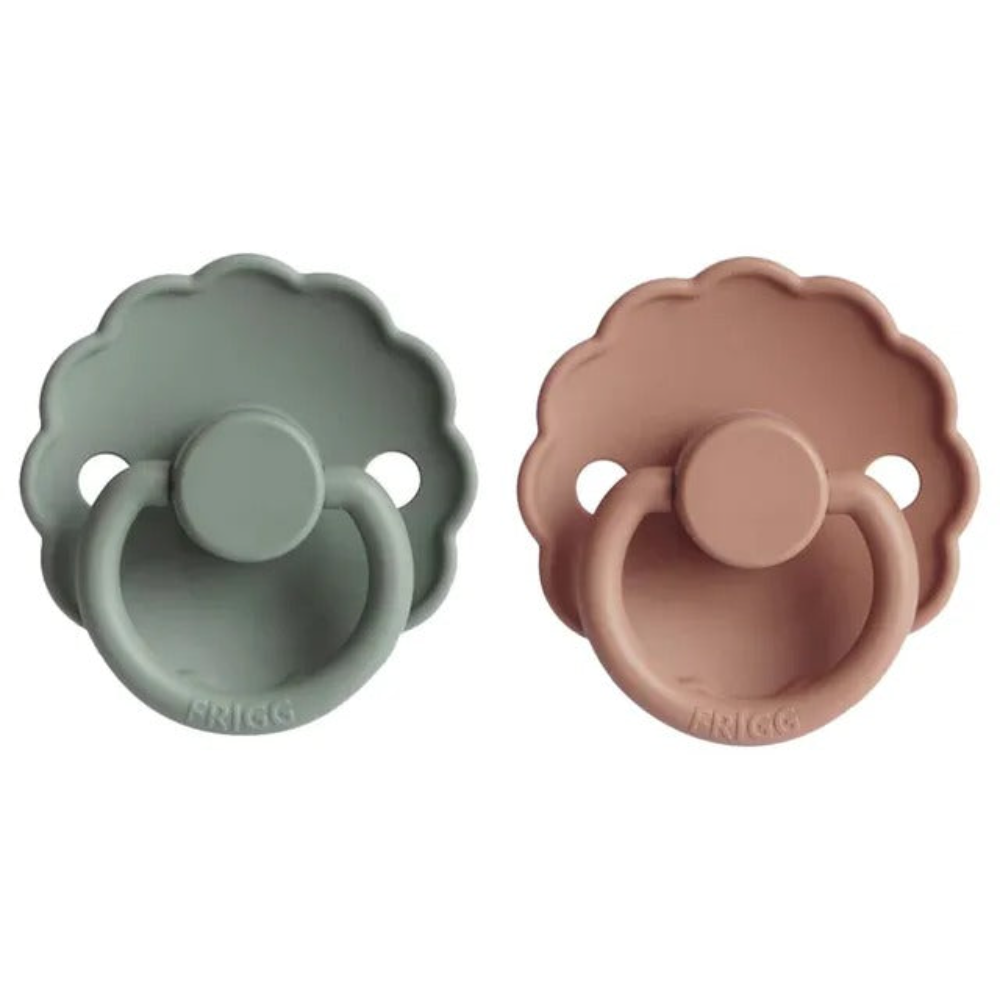 Frigg - Daisy Silicone Pacifier 6-18M 2-Pack S2 - Lily Pad - Rose Gold