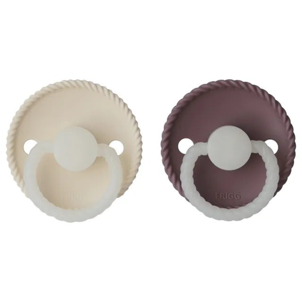 Frigg - Rope Silicone Pacifier 6-18M 2-Pack S2 - Cream Night - Twilight Mauve Night